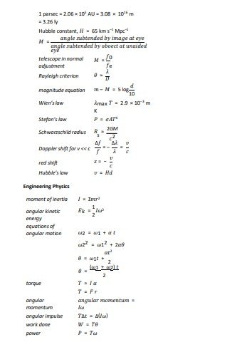 A Level Physics Formula Sheet 2024 Bright Mind Tutors
