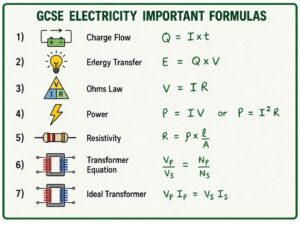 GCSE electricity formulas cheat sheet