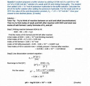 Chemistry buffer solution pH calculation