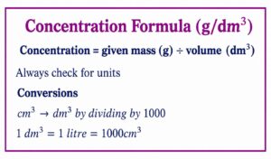 Concentration formula cheat sheet