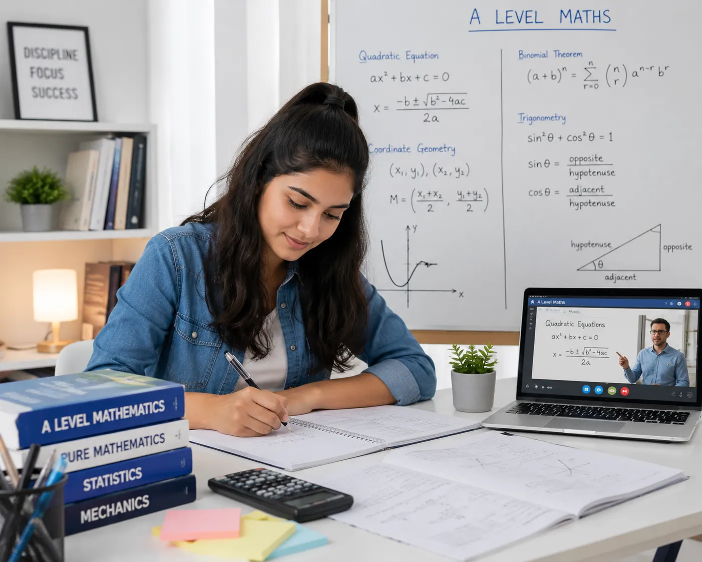 Student learning A Level Maths online