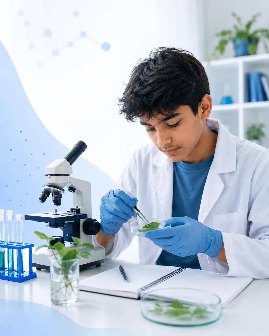 Student performing GCSE Biology practical experiment
